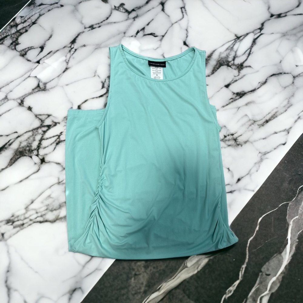 carmen marc valvo green dress | Dresses | Carmen Marc Valvo Womens Sea Foam Ruched Side Small D1